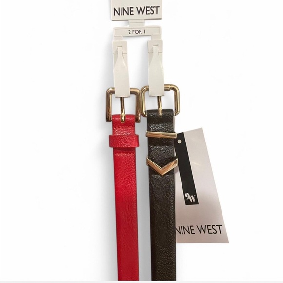 2 pack of Nine West Women’s Belts size Large Red&Black NWT - Picture 1 of 5